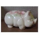 Vintage Ceramic Piggy Bank with Floral Accents