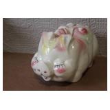 Vintage Ceramic Piggy Bank with Floral Accents