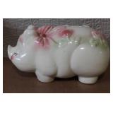 Vintage Ceramic Piggy Bank with Floral Accents