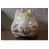 Vintage Ceramic Piggy Bank with Floral Accents