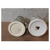 Pair of German Beer Steins with Pewter Lids and City Scenes