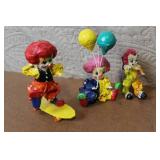 Collection of 10 Colorful Clown Figurines with Porcelain and Marble Accents