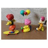 Collection of 10 Colorful Clown Figurines with Porcelain and Marble Accents