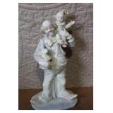 Collection of 10 Colorful Clown Figurines with Porcelain and Marble Accents