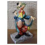 Collection of 10 Colorful Clown Figurines with Porcelain and Marble Accents