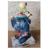 Collection of 10 Colorful Clown Figurines with Porcelain and Marble Accents