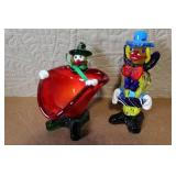 Collection of 10 Colorful Clown Figurines with Porcelain and Marble Accents