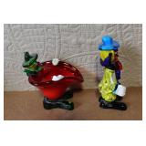 Collection of 10 Colorful Clown Figurines with Porcelain and Marble Accents