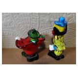 Collection of 10 Colorful Clown Figurines with Porcelain and Marble Accents