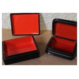 Set of 4 Russian Hand Painted Lacquer Boxes and Trays