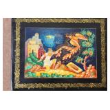 Set of 4 Russian Hand Painted Lacquer Boxes and Trays