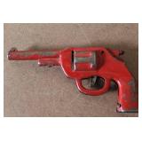 Set of 3 Vintage Toy Cap Guns with Red and Silver Finish
