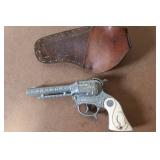 Vintage Western Style Toy Cap Gun with Embossed Leather Holster