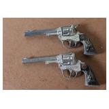 Pair of Vintage Sure Shot Toy Cap Guns with Western Design Grips