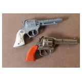 Lot of 2 Vintage Hubley Cap Guns with Western Engraving