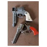 Lot of 2 Vintage Hubley Cap Guns with Western Engraving