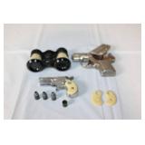 Vintage Toy Cap Guns, Binoculars, and Accessories Set