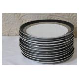 Gemini Fine China Dinnerware Set Made in Japan, Black and Silver Trim