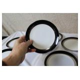 Gemini Fine China Dinnerware Set Made in Japan, Black and Silver Trim