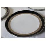 Gemini Fine China Dinnerware Set Made in Japan, Black and Silver Trim