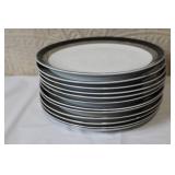 Gemini Fine China Dinnerware Set Made in Japan, Black and Silver Trim