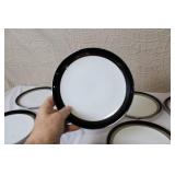 Gemini Fine China Dinnerware Set Made in Japan, Black and Silver Trim
