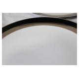 Gemini Fine China Dinnerware Set Made in Japan, Black and Silver Trim
