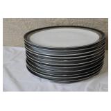 Gemini Fine China Dinnerware Set Made in Japan, Black and Silver Trim