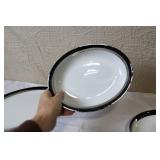 Gemini Fine China Dinnerware Set Made in Japan, Black and Silver Trim