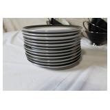 Gemini Fine China Dinnerware Set Made in Japan, Black and Silver Trim