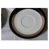 Gemini Fine China Dinnerware Set Made in Japan, Black and Silver Trim