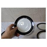 Gemini Fine China Dinnerware Set Made in Japan, Black and Silver Trim