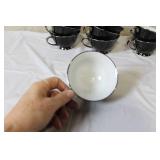 Gemini Fine China Dinnerware Set Made in Japan, Black and Silver Trim