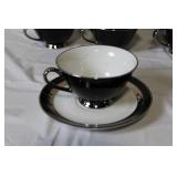 Gemini Fine China Dinnerware Set Made in Japan, Black and Silver Trim