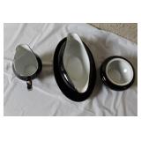 Gemini Fine China Dinnerware Set Made in Japan, Black and Silver Trim