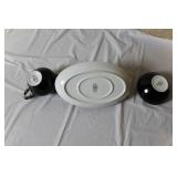 Gemini Fine China Dinnerware Set Made in Japan, Black and Silver Trim
