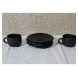 Gemini Fine China Dinnerware Set Made in Japan, Black and Silver Trim
