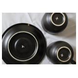 Gemini Fine China Dinnerware Set Made in Japan, Black and Silver Trim