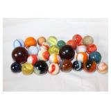 Large Assorted Collection of Vintage and Modern Glass Marbles in Jars and Bag