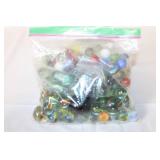 Large Assorted Collection of Vintage and Modern Glass Marbles in Jars and Bag