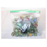 Large Assorted Collection of Vintage and Modern Glass Marbles in Jars and Bag