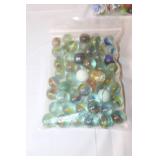 Large Assorted Collection of Vintage and Modern Glass Marbles in Jars and Bag
