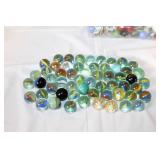 Large Assorted Collection of Vintage and Modern Glass Marbles in Jars and Bag