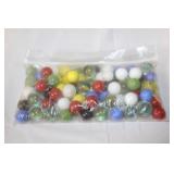 Large Assorted Collection of Vintage and Modern Glass Marbles in Jars and Bag