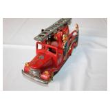 Vintage Japanese Tin Litho Fire Truck Toy with Ladder