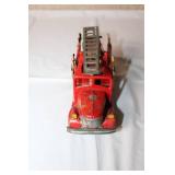 Vintage Japanese Tin Litho Fire Truck Toy with Ladder