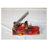 Vintage Japanese Tin Litho Fire Truck Toy with Ladder