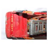 Vintage Japanese Tin Litho Fire Truck Toy with Ladder
