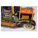 Vintage Tin Wind-Up Old Jalopy Toy Car with Comic Graphics