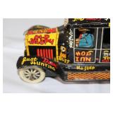 Vintage Tin Wind-Up Old Jalopy Toy Car with Comic Graphics